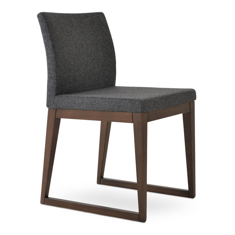 Aria Sled Wood Dining Chair, Dark Gray