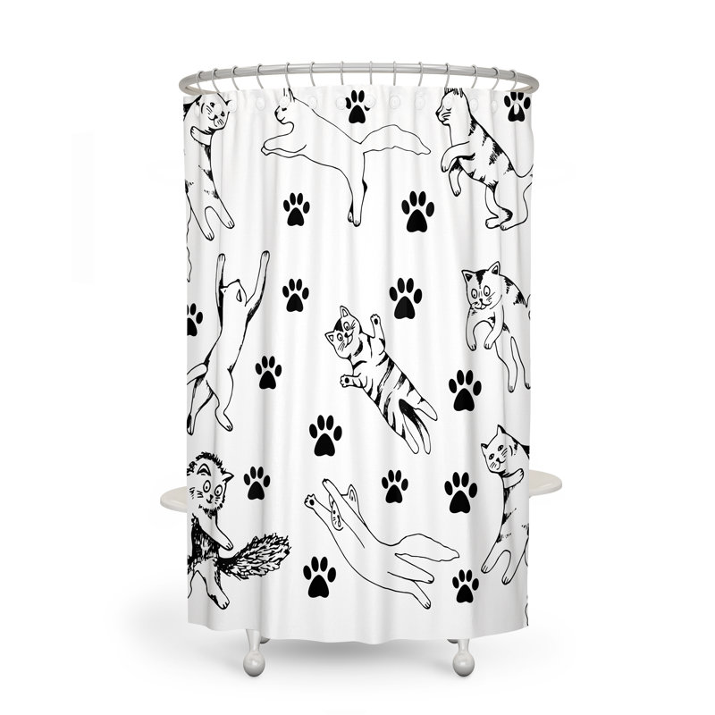 Rideau de douche simple à imprimé animal + crochets, H 72 po x l 70 po