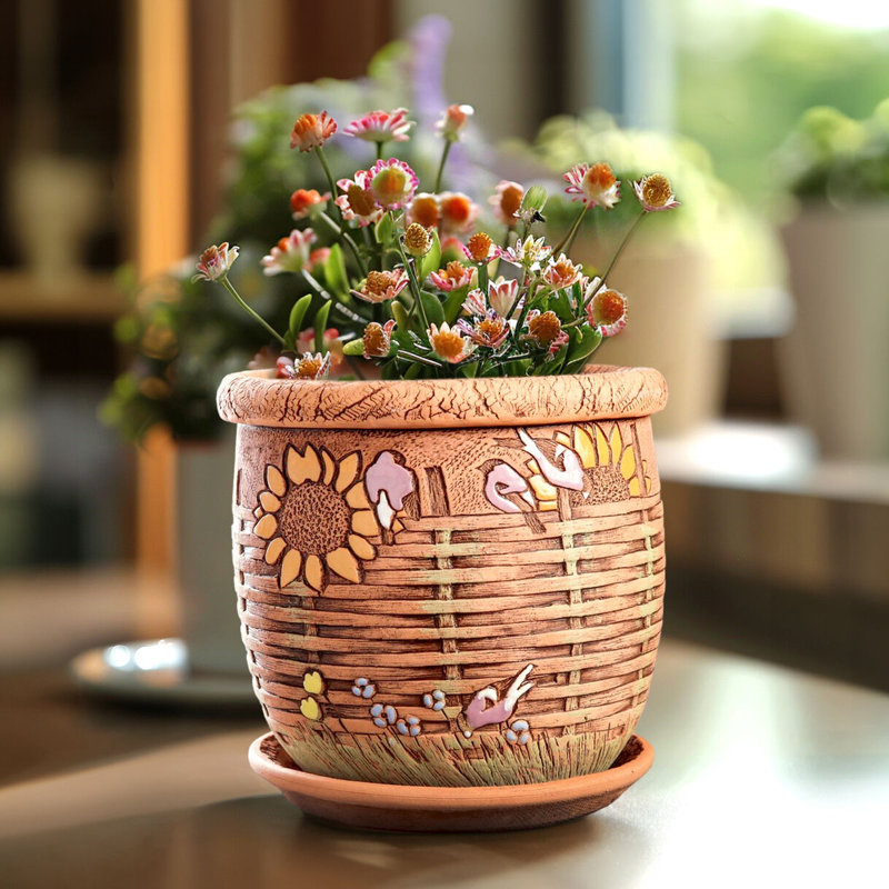 Advithi Handmade Pot Planter, 5.5" H x 5.9" W x 5.9" D