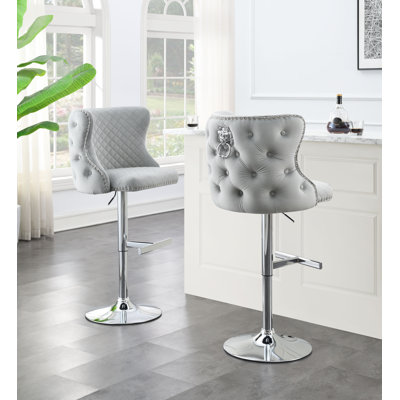 Demeree Swivel Upholstered Adjustable Height Counter Stool with Metal Frame