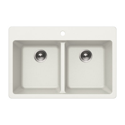 Houzer 33 in Cloud Granite Composite Topmount 50/50 Double Bowl Kitchen Sink - M-300 CLOUD