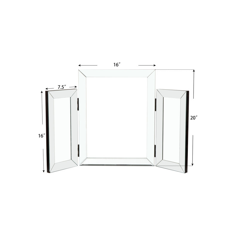 Mountain Shaped Mirror 31X20", Contemporary & Classy, Frame, For Bedroom, Living Room, Entryway Rectangular Folding Mirror, 31"X20", Framed, Stylish For Wall Decoration