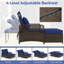 Canapé-lit de patio avec repose-pieds multifonctionnel bleu