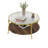 Modern Round Walnut 2-Tiered Coffee Table With Glass Top And Gold Base For Living Room, 29.9"