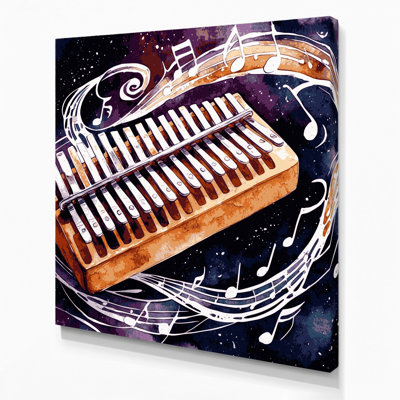 «Music Kalimba», art mural sur toile mauve
