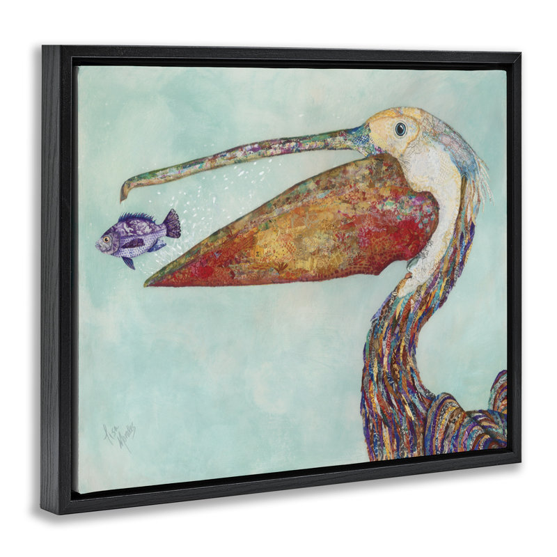 Art mural sur toile flottant Pelican, Cadre flottant noir de jais, H 21 po x l 17 po