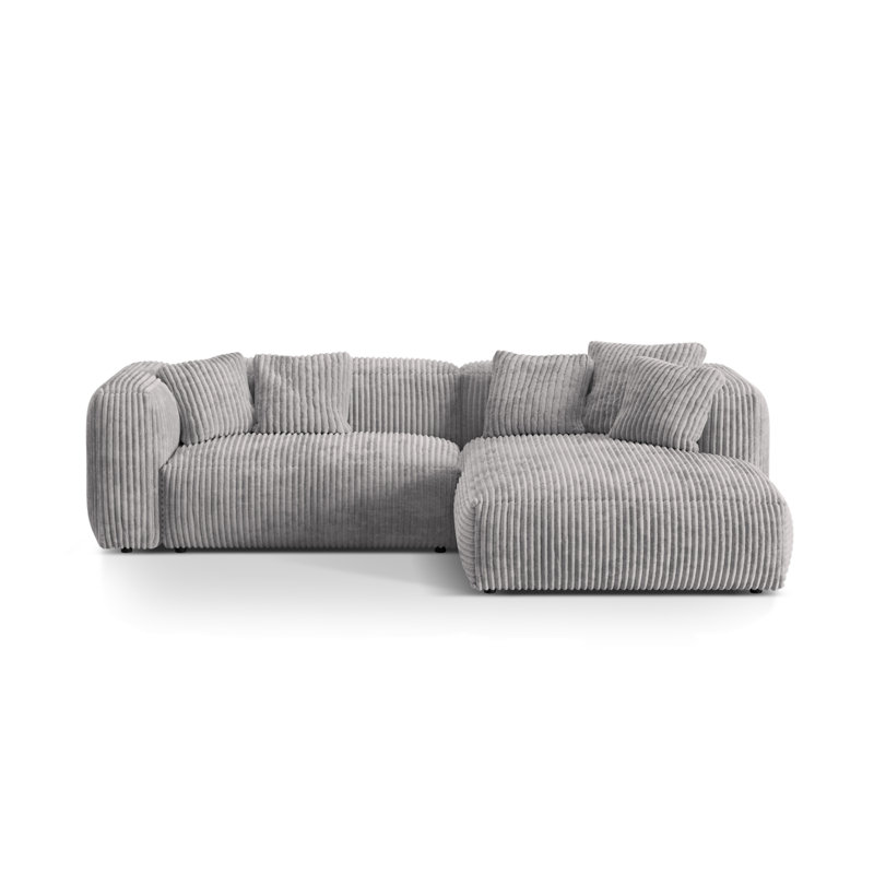 Betsayda 2 Seater Corduroy Corner Sofa , Light Grey