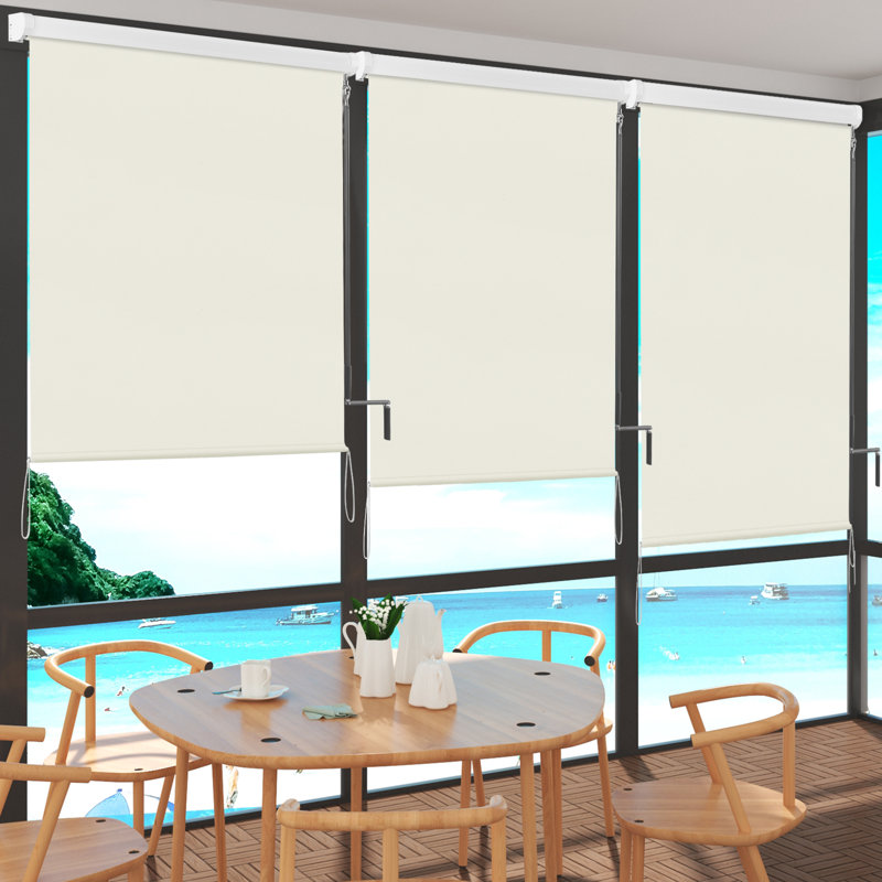 Symple Stuff Fabric Cover Retractable Patio Awning, Beige, 7.7cm H x 100cm W x 240cm D