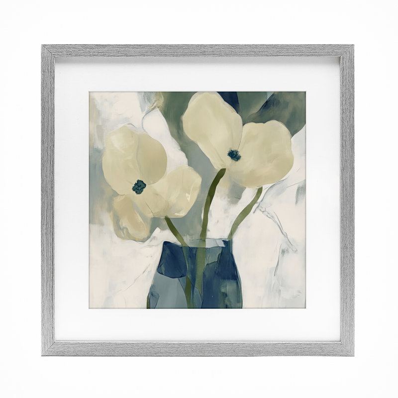 «Simple Petals Yellow», reproduction encadrée sous verre, design par Elara Yasna, Cadre de ferme gris, H 13 po x l 13 po