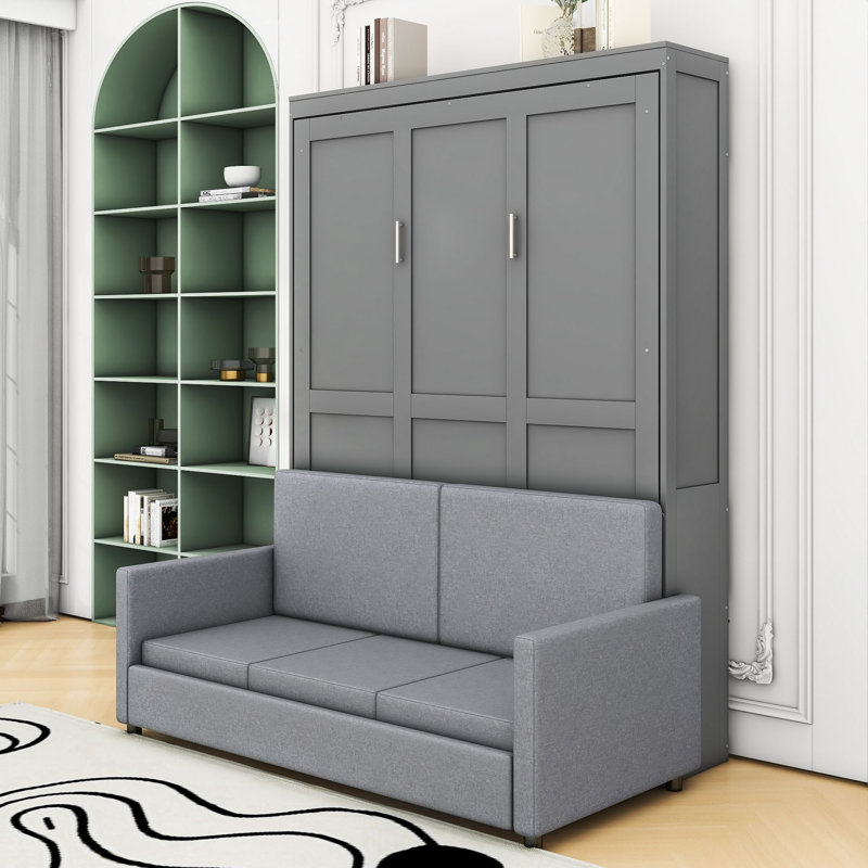 Artemiy Full Size Multi-Functional Murphy Bed with Sofa, Grey