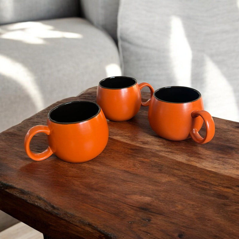 Antwayne Ceramic Coffee Mug, Satin Orange/Dark Chocolate
