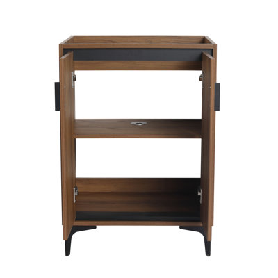 Meuble-lavabo 24 po sans lavabo, armoire moderne avec 2 portes à fermeture douce. Fabriqué en bois d'ingénierie, facile à nettoyer. American Design, brun, comptoir de lavabo simple 22,95 po X 18,34 po 32,61 po
