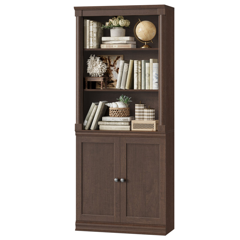 Bibliothèque standard avec rangement H 71 ", Noyer