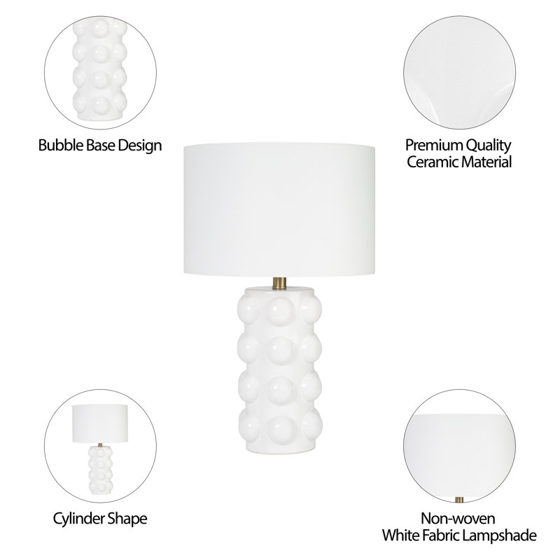 Decorative Ceramic Bubble Accent Lamp for Bedroom Bedside Table - Modern Desk Lamp for Living Room and Small Side Table - 22", White