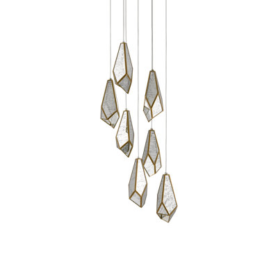 Luminaire suspendu géométrique à 7 lumières Glace