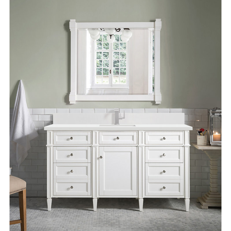 Meuble-lavabo simple 60 po Dussault, 8 po, Blanc, Blanc