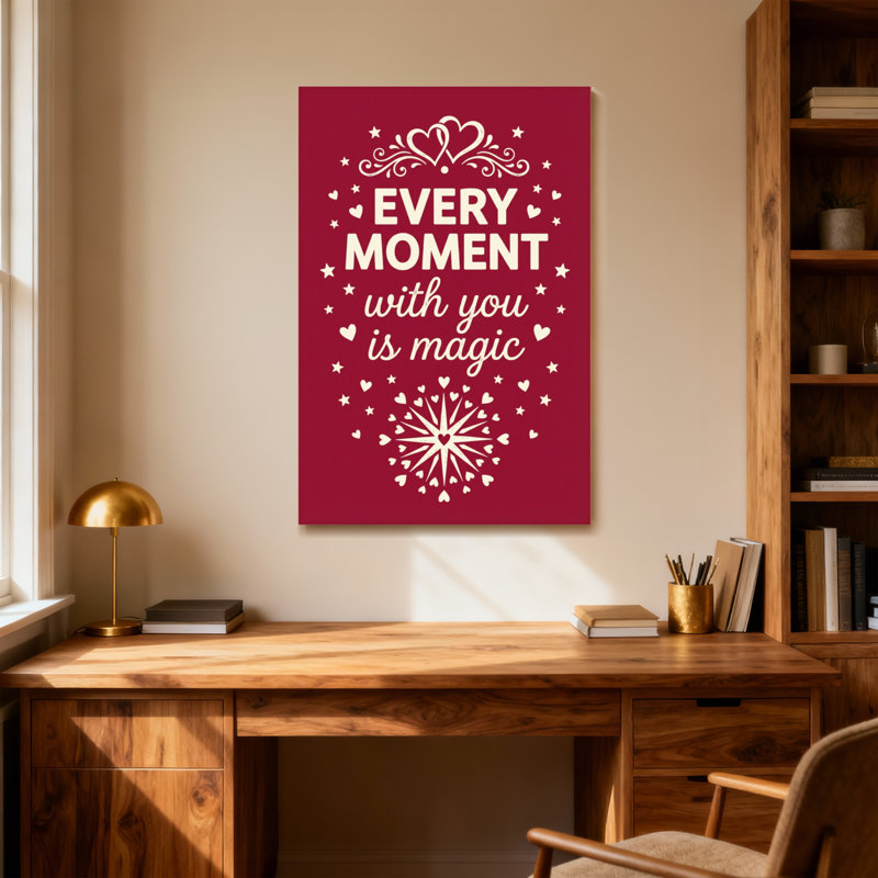 Saint-Valentin «Chaque moment avec vous est magique», H 18 po x l 12 po