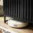 Black Cabinet With Grille Striped Door, And Metal Structure, Modern Design For Home Storage, Spacious Construction, Storage Office