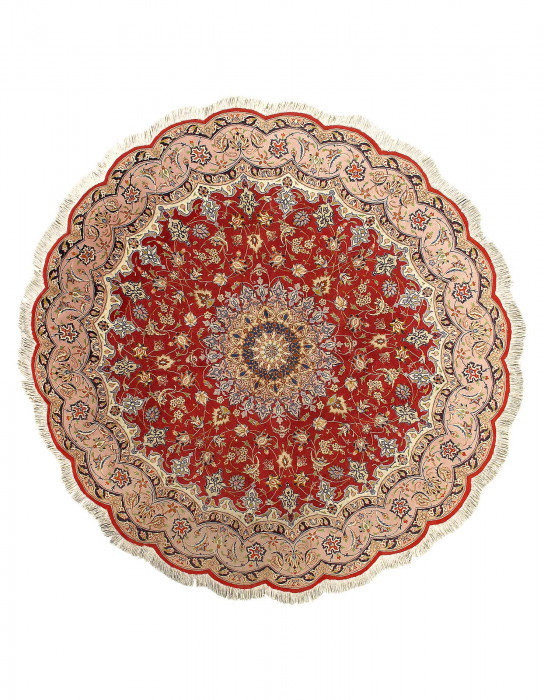 Genuine Round silk & wool Persian Tabriz 6'5"X6'5"