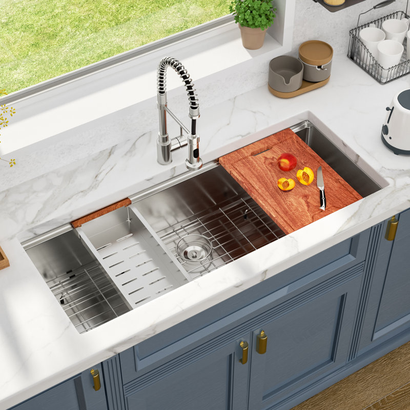 45" L X 19" W Undermount Kitchen Sink 16 Gauge Stainless Steel Kitchen Sink Large Single Bowl Sink