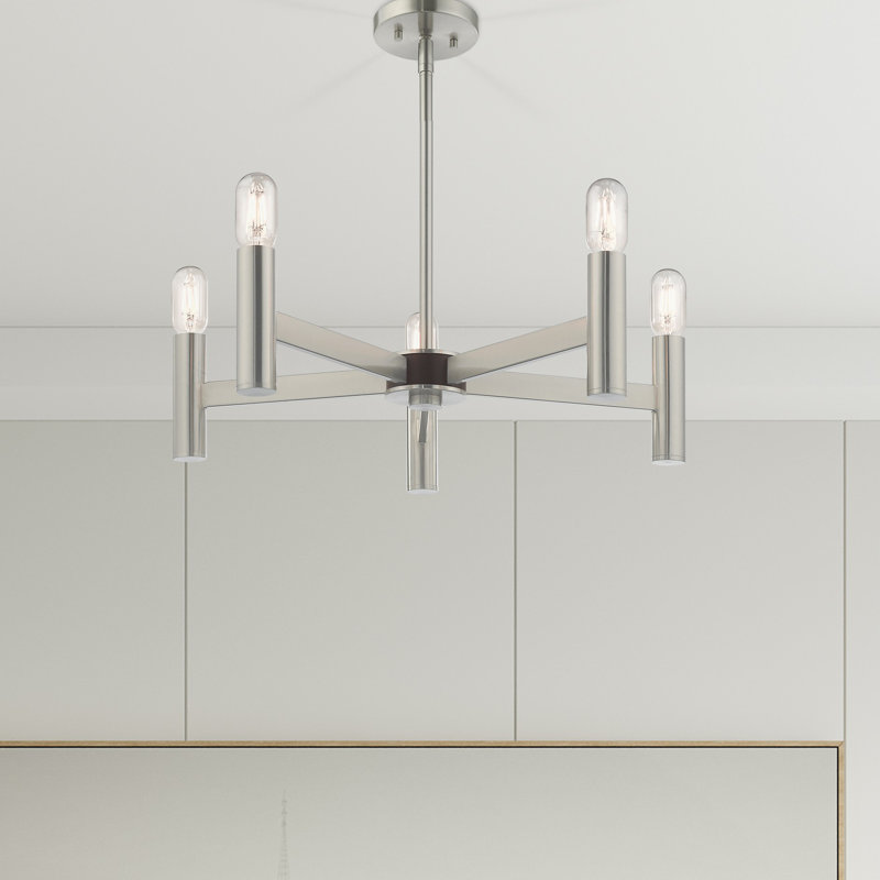 Martella 5-Light Chandelier, Nickel brossé, H 6 po x l 25 po x P 25 po