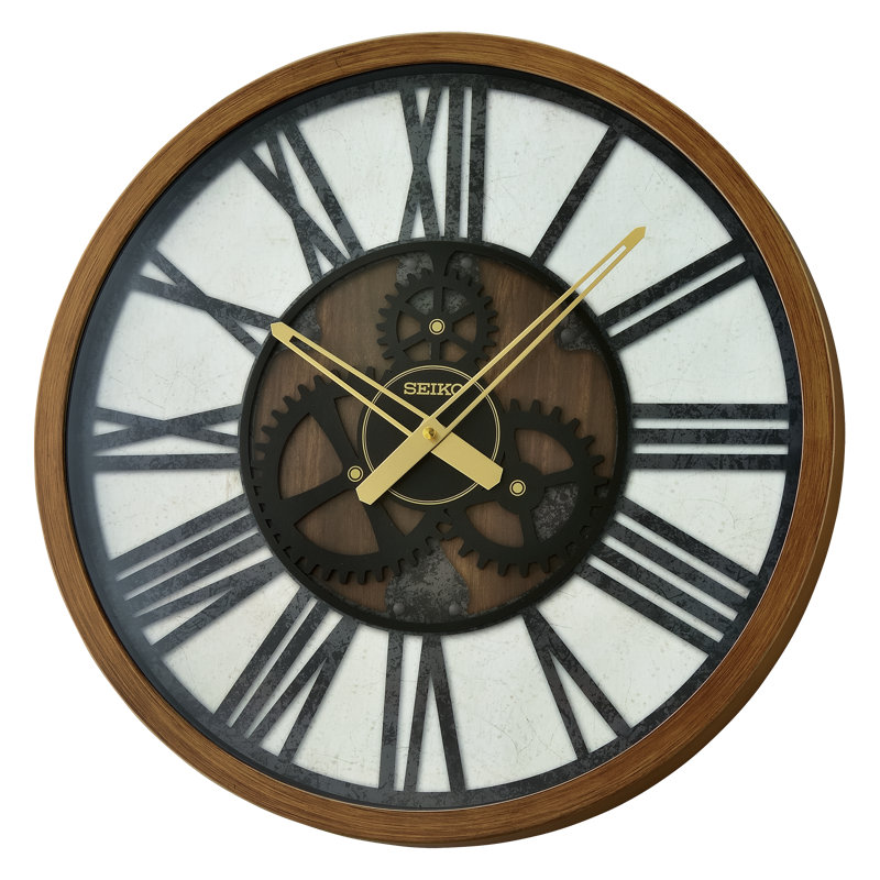 QXA826BLH Wall Clock, Brown, Brown