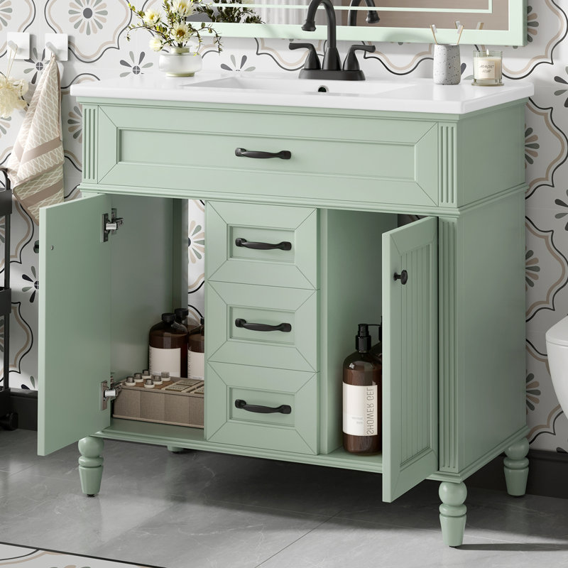 Meuble-lavabo 36 po avec lavabo, Vert