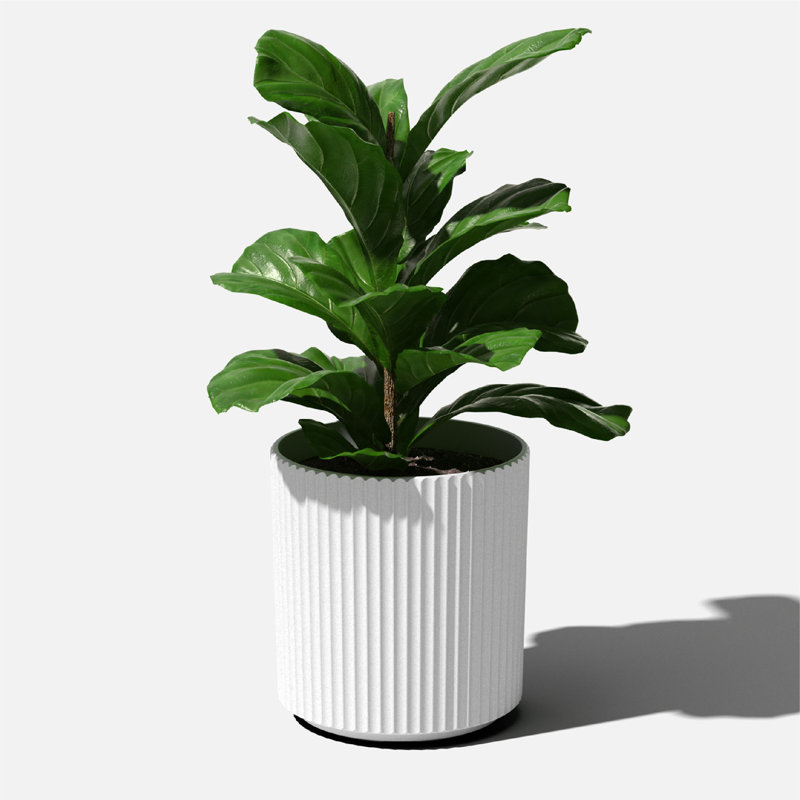 Demi Series Round Planter, White, 1, 16" H x 14.75" W x 14.75" D