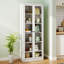 Armoire de cuisine en métal - Porte de rangement en verre de 72 po de hauteur avec 5 tablettes réglables, armoire autoportante blanche pour cuisine / garde-manger / salle de bain / salle de lavage-2123443474