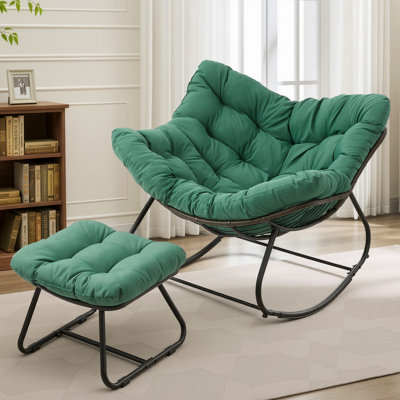 Chaise berçante de patio avec repose-pieds