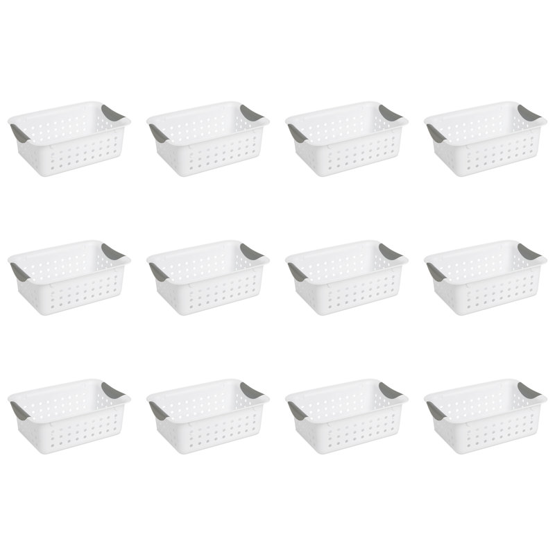 Sterilite Ultra Basket, Storage Bin Organize Closet, Cabinet, Pantry, Shelving and Countertops, 16" H x 13" W x 10" D, White