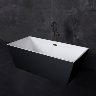67" x 32" Freestanding Soaking Acrylic Rectangular Bathtub, Non-Slip Design
