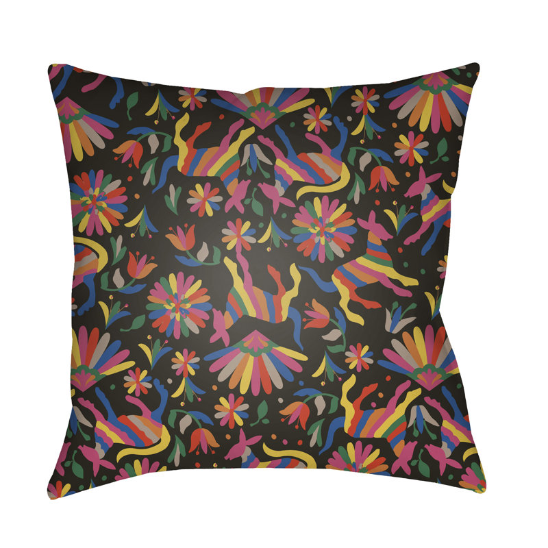 Lolita Pablo Floral Outdoor Reversible Throw Pillow, Black, 20" H x 20" W x 3" D