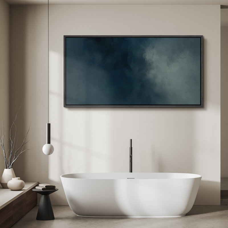 Grande impression sur toile encadrée, reproduction abstraite neutre pour décoration intérieure moderne, H 30 po x l 60 po