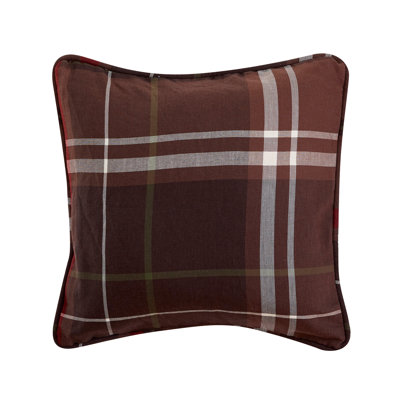 Jackson Brown Red Lodge Modern Rustic Cotton Blend Plaid Euro Sham 27x27 inch