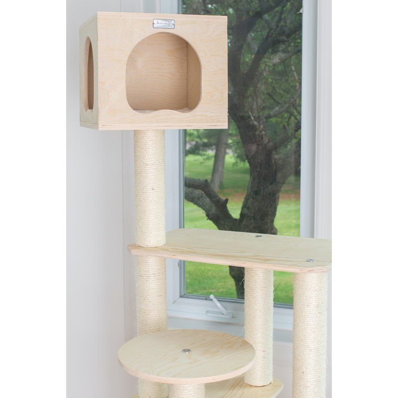 69'' Beige Scots Pine Cat Tree with Sisal Scratching Posts