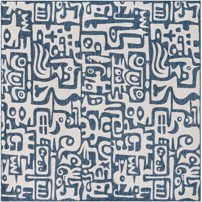Tapis contemporain de couleur Nykeia de couleur bleue