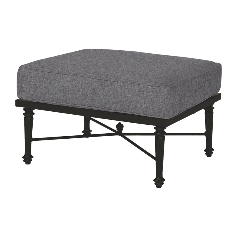 Grand Terrace Outdoor Ottoman, Cast Slate Sunbrella® Plainweave, Vintage