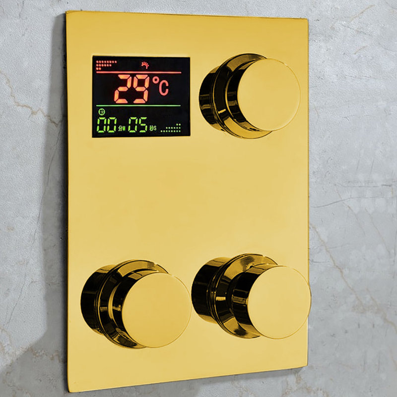 Robinet de douche noir mat avec valve thermostatique et douchette amovible