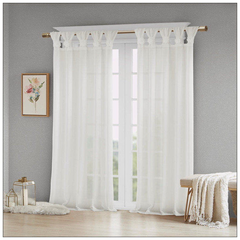 Pisinemo Linen Single Curtain Panel, 50" W x 84" L, White