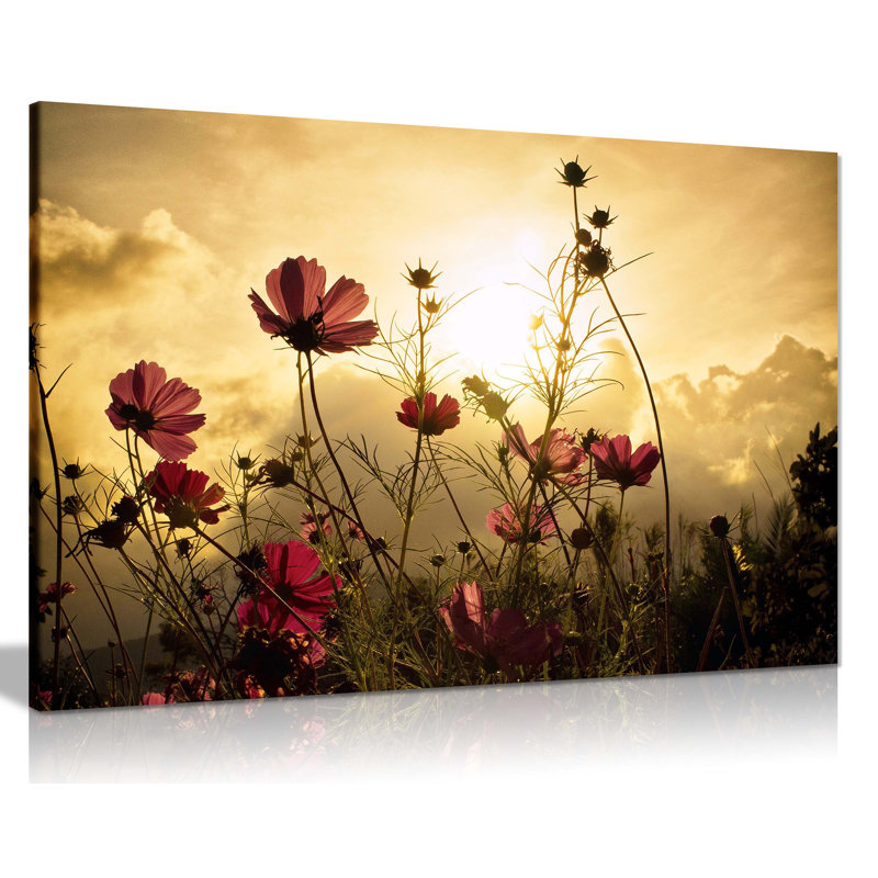 Panther Print Fine Art Prints Red Flower Garden Summer Sunset Artistic Framed Canvas Prints, Pictures For Home Walls, Bedroom, Living Room & Bathroom Decor - Wrapped Canvas Art Prints