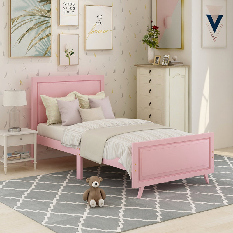 Sommier en bois avec sommier simple avec base de lit et sommier en bois, Rose