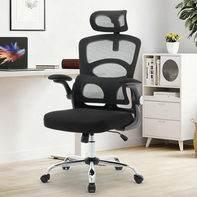 Ergonomic High-Back Office Chair with Mesh Seat, Adjustable Headrest & Armrests, Rolling Swivel Desk Chair