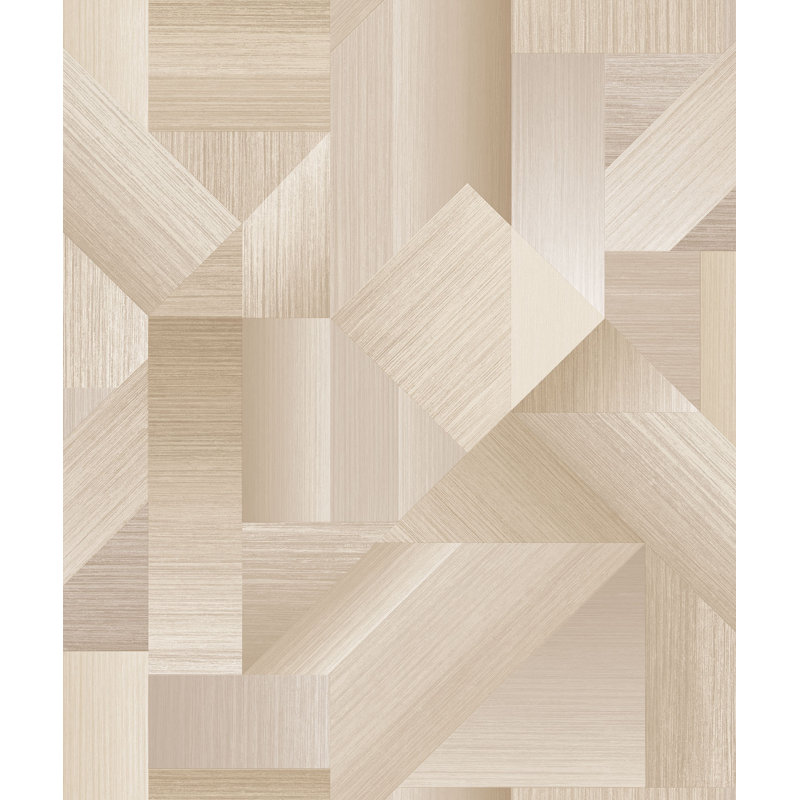 TexStyle Geometric Shape Shifter Design 33' L x 21" W Metallic/Satin Wallpaper Roll, Beige