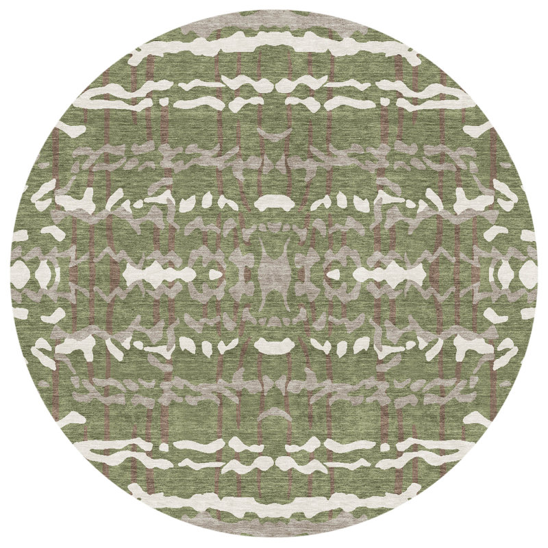 Tapis intérieur / extérieur lavable à la machine Chantille ACN2982, Olive, Rond 8 pi