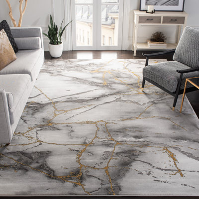 Swindle Abstract Grey/Gold Area Rug