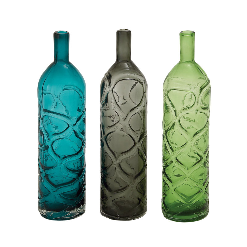 Glass Table Vase, 16" H  x 8" W x 8" D
