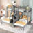  Twin over Twin Bunk Bed with Built-In Staircase and Storage Drawer, Space-Saving Loft Design, Gray