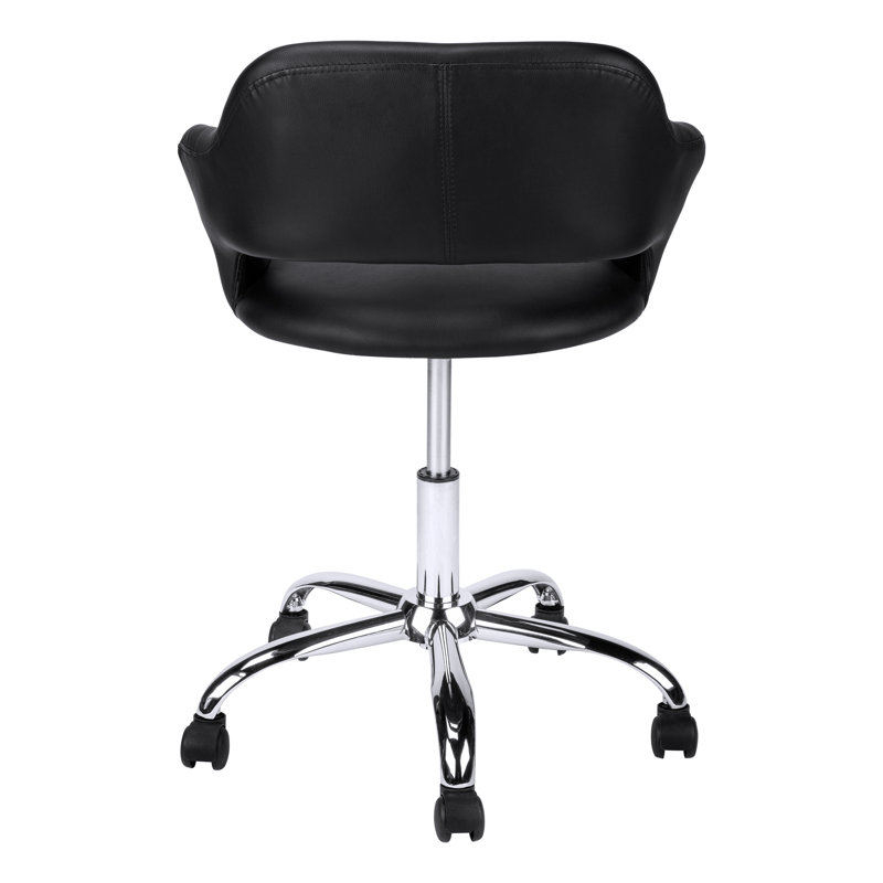 29" High Black Faux Leather Task Office Chair with Metal Base