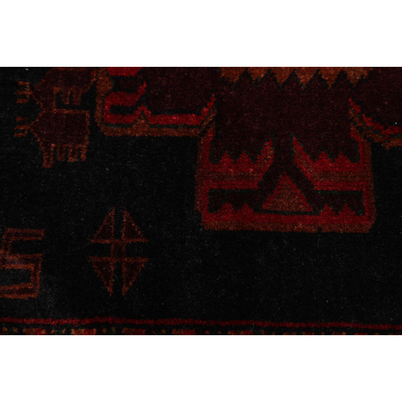 Tapis noir Teimani 4 pi 1 po x 6 pi 8 po